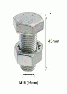 High Tensile Towball Bolt and Nut - M16x90mm (mp250tp)